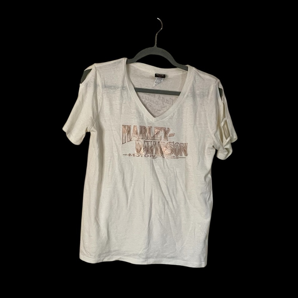 Harley Davidson Motorcycles Womens Cold Shoulder T Shirt Nags Head Size Size XL